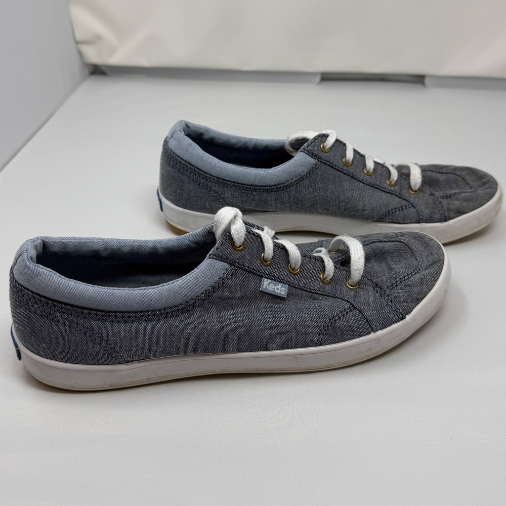 Keds Womens Blue Chambray Low Top Sneakers Dream Foam Size 9 Preppy Classic